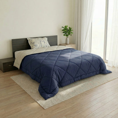Impress Premium 150 GSM Quilted Solid Comforter for Single Bed |60 x 90 Inch | Midnight Blue
