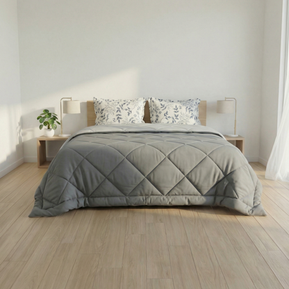 Impress Premium 150 GSM Quilted Solid Comforter for Double Bed | 90 x 100 Inch | Frost Grey