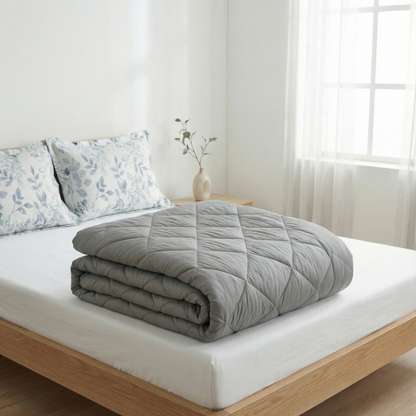 Impress Premium 150 GSM Quilted Solid Comforter for Double Bed | 90 x 100 Inch | Frost Grey