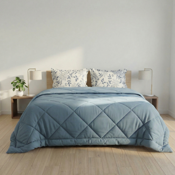 Impress Premium 150 GSM Quilted Solid Comforter for Double Bed | 90 x 100 Inch | Cool Lagoon Blue