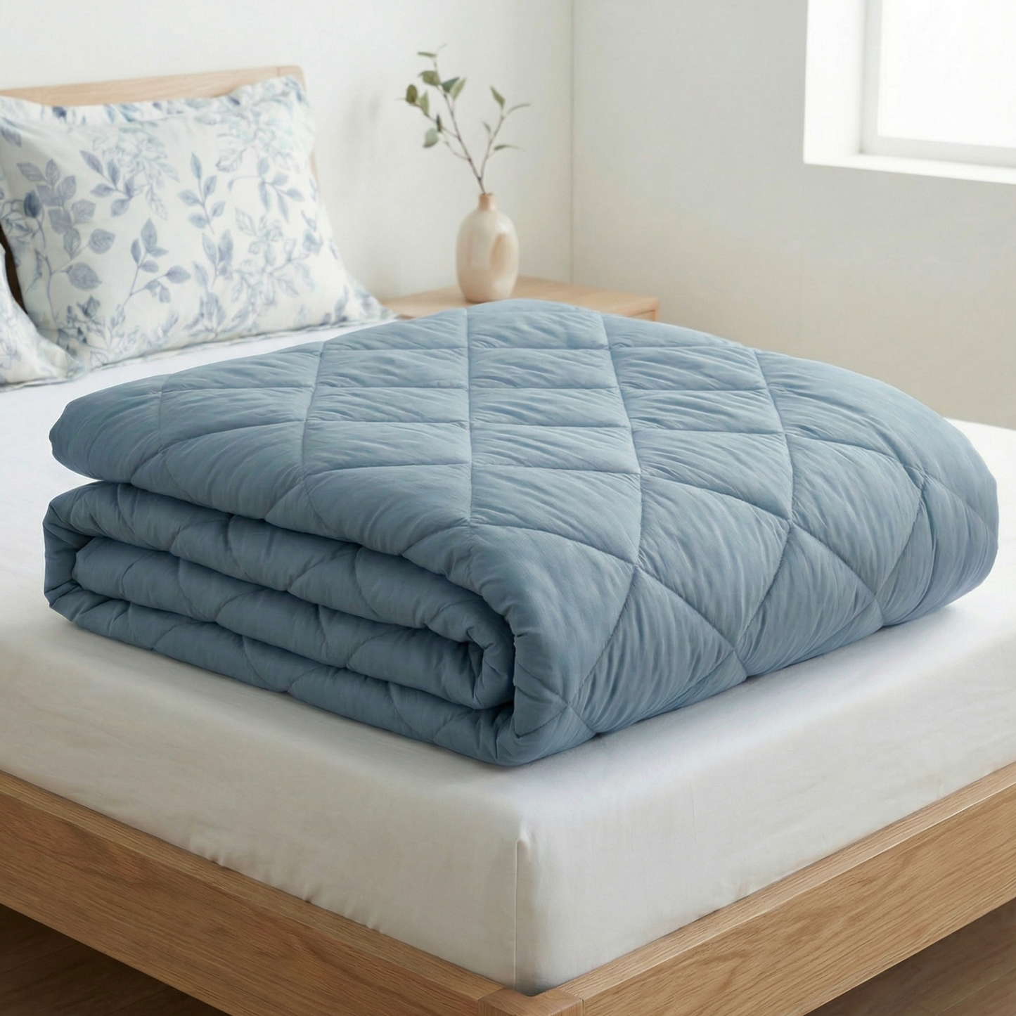 Impress Premium 150 GSM Quilted Solid Comforter for Double Bed | 90 x 100 Inch | Cool Lagoon Blue