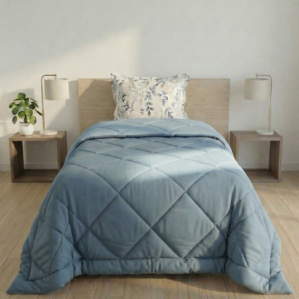 Impress Premium 150 GSM Quilted Solid Comforter for Single Bed | 60 x 90 Inch | Cool Lagoon Blue