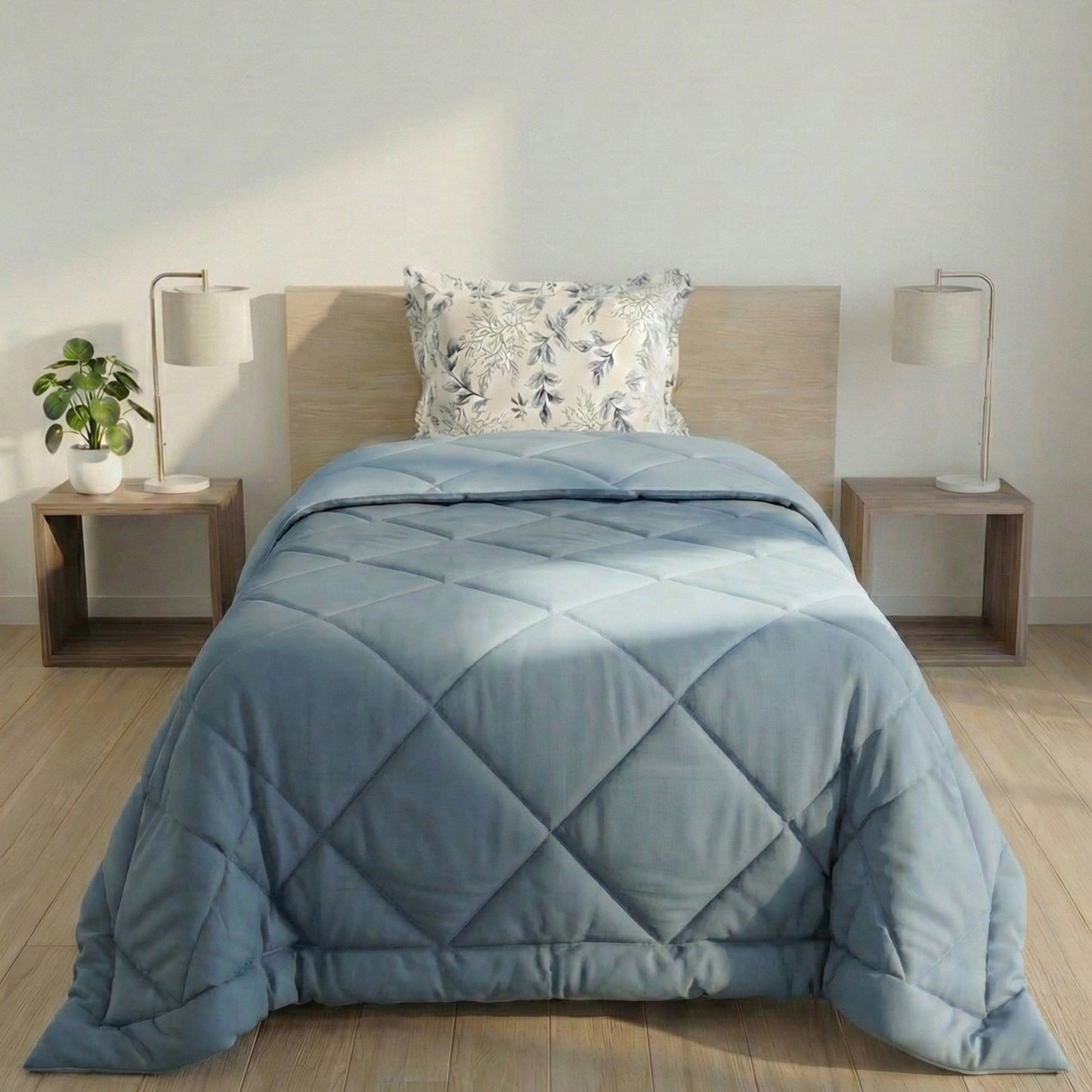 Impress Premium 150 GSM Quilted Solid Comforter for Single Bed | 60 x 90 Inch | Cool Lagoon Blue