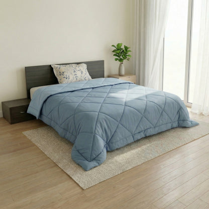 Impress Premium 150 GSM Quilted Solid Comforter for Single Bed | 60 x 90 Inch | Cool Lagoon Blue