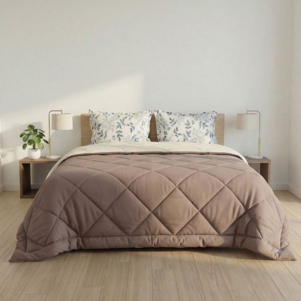 Impress Premium 150 GSM Quilted Solid Comforter for Double Bed | 90 x 100 Inch | Almond Brown