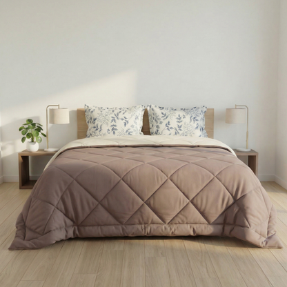 Impress Premium 150 GSM Quilted Solid Comforter for Double Bed | 90 x 100 Inch | Almond Brown