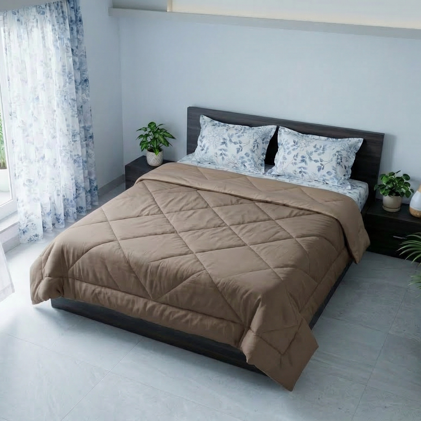Impress Premium 150 GSM Quilted Solid Comforter for Double Bed | 90 x 100 Inch | Almond Brown