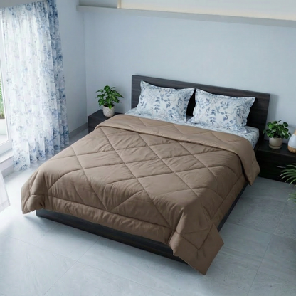 Impress Premium 150 GSM Quilted Solid Comforter for Double Bed | 90 x 100 Inch | Almond Brown