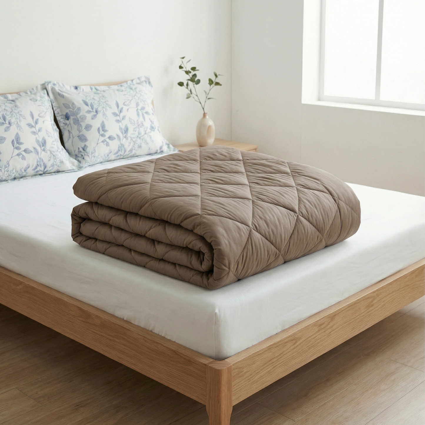 Impress Premium 150 GSM Quilted Solid Comforter for Double Bed | 90 x 100 Inch | Almond Brown
