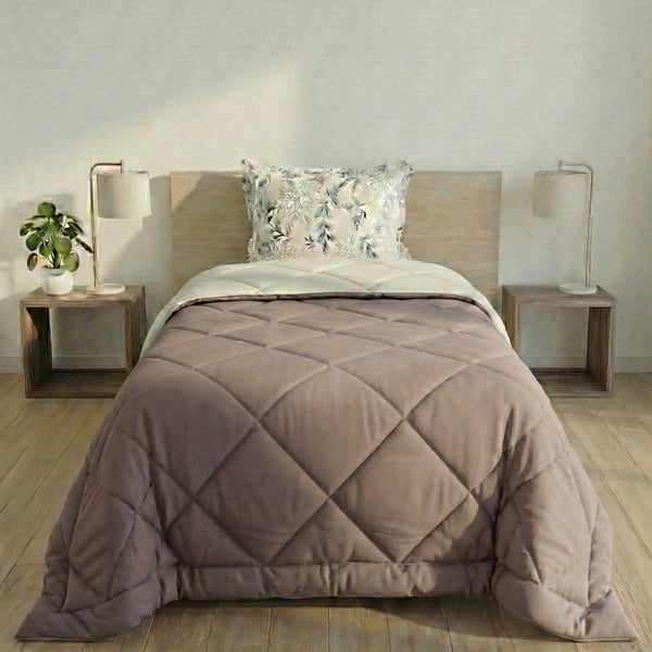 Impress Premium 150 GSM Quilted Solid Comforter for Single Bed | 60 x 90 Inch | Almond Brown