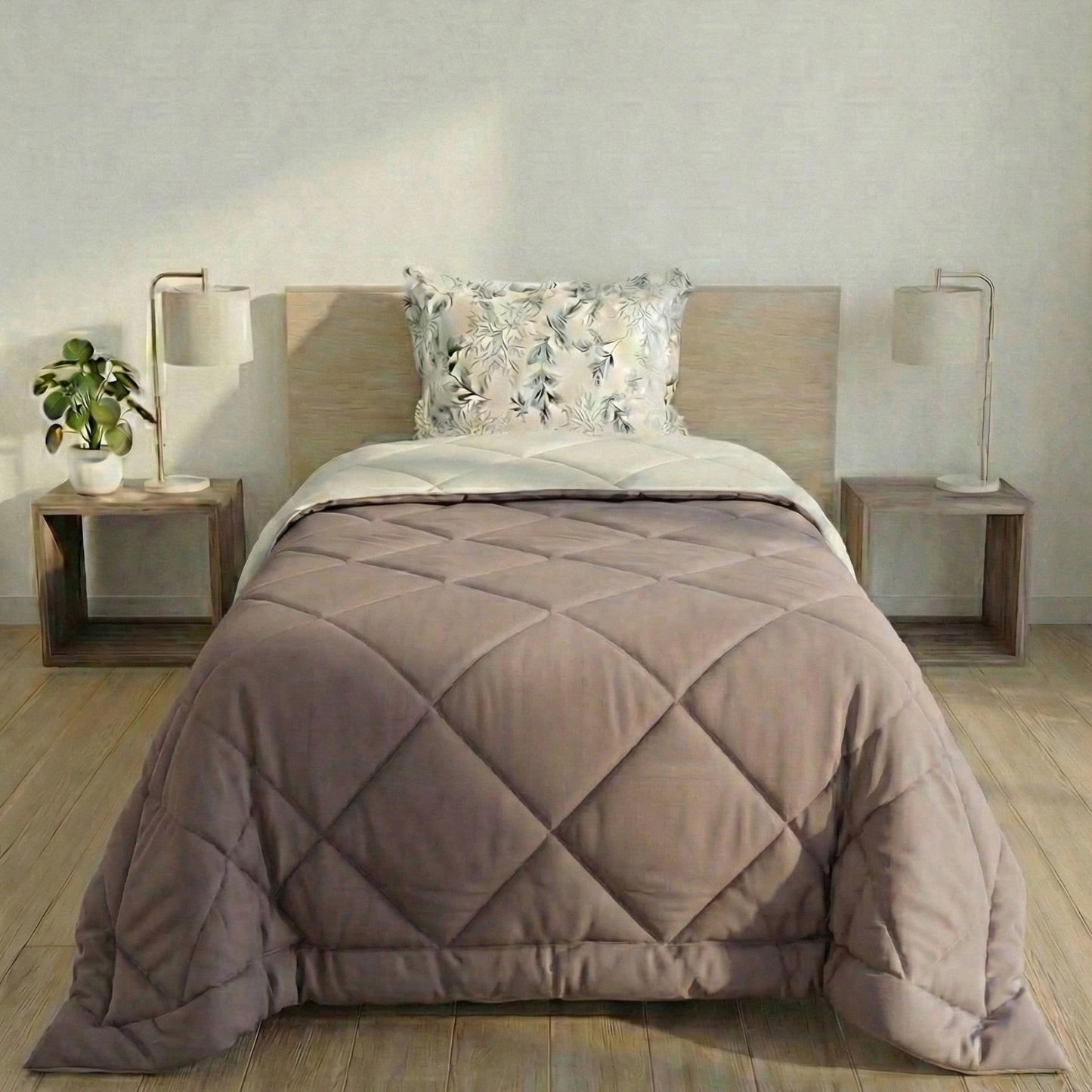 Impress Premium 150 GSM Quilted Solid Comforter for Single Bed | 60 x 90 Inch | Almond Brown
