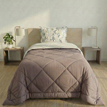 Impress Premium 150 GSM Quilted Solid Comforter for Single Bed | 60 x 90 Inch | Almond Brown