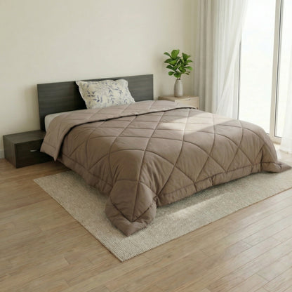 Impress Premium 150 GSM Quilted Solid Comforter for Single Bed | 60 x 90 Inch | Almond Brown