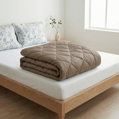 Impress Premium 150 GSM Quilted Solid Comforter for Single Bed | 60 x 90 Inch | Almond Brown