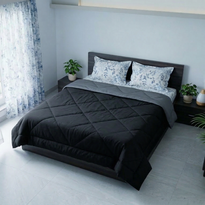 Impress Premium 150 GSM Quilted Solid Comforter for Double Bed | 90 x 100 Inch | Raven Black