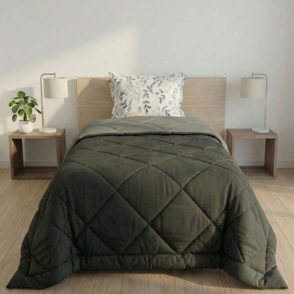 Impress Premium 150 GSM Quilted Solid Comforter for Single Bed | 60 x 90 Inch | Raven Black