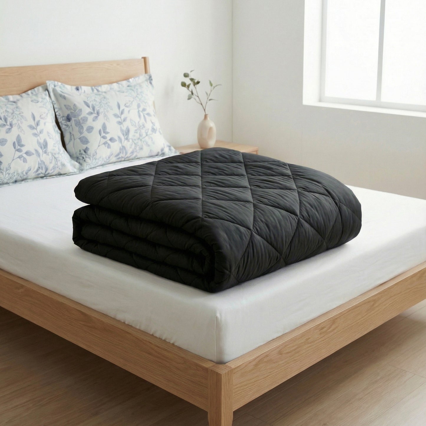 Impress Premium 150 GSM Quilted Solid Comforter for Single Bed | 60 x 90 Inch | Raven Black