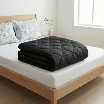 Impress Premium 150 GSM Quilted Solid Comforter for Single Bed | 60 x 90 Inch | Raven Black