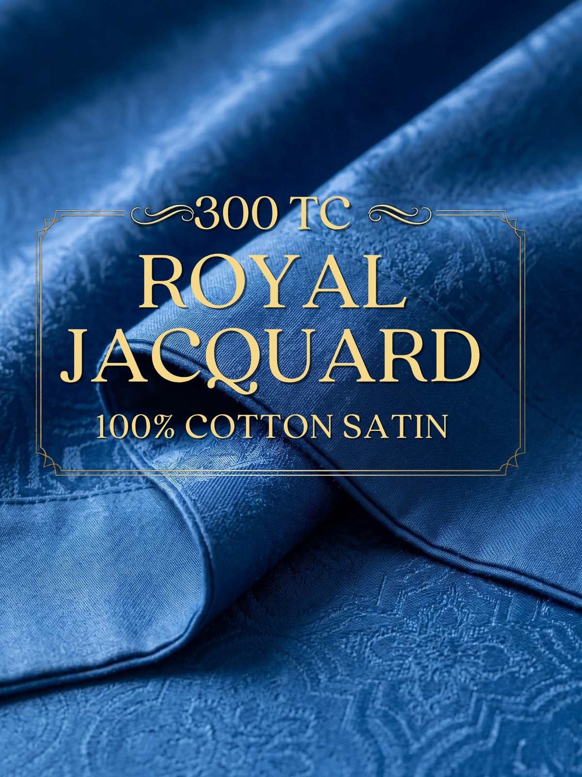 Signature 100% Cotton Luxury King Size Bedsheet | 300 TC Premium Jacquard Weave | 108 x 108 Inches| Blue