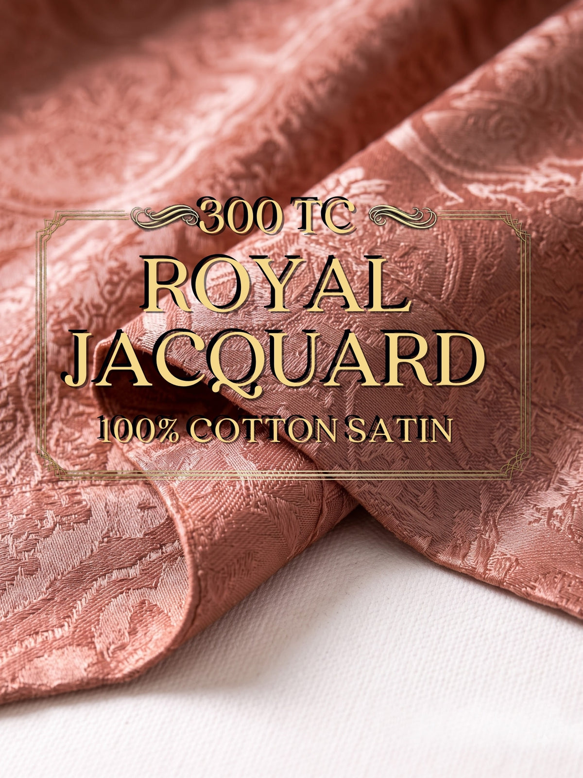 Signature 100% Cotton Luxury King Size Bedsheet | 300 TC Premium Jacquard Weave | 108 x 108 Inches|Copper Brown