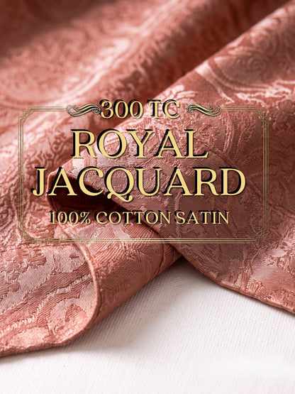 Signature 100% Cotton Luxury King Size Bedsheet | 300 TC Premium Jacquard Weave | 108 x 108 Inches|Copper Brown