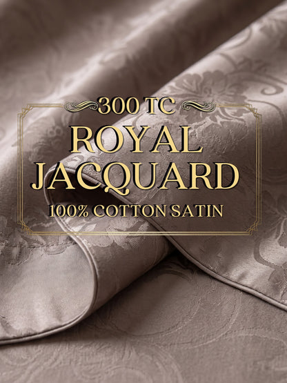 Signature 100% Cotton Luxury King Size Bedsheet | 300 TC Premium Jacquard Weave | 108 x 108 Inches|Smoke Grey