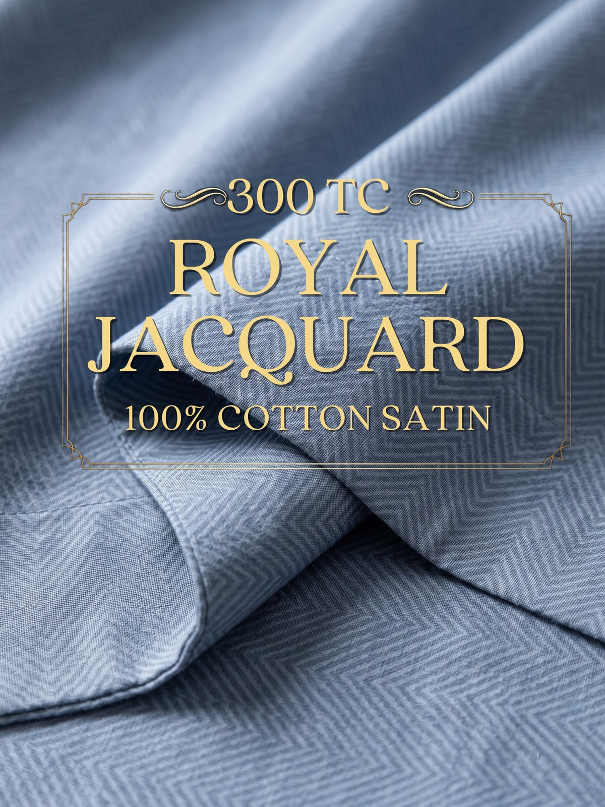 Signature 100% Cotton Luxury King Size Bedsheet | 300 TC Premium Jacquard Weave | 108 x 108 Inches|Blue
