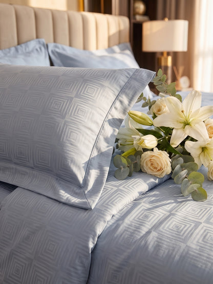 Signature 100% Cotton Luxury King Size Bedsheet | 300 TC Premium Jacquard Weave | 108 x 108 Inches|Grey