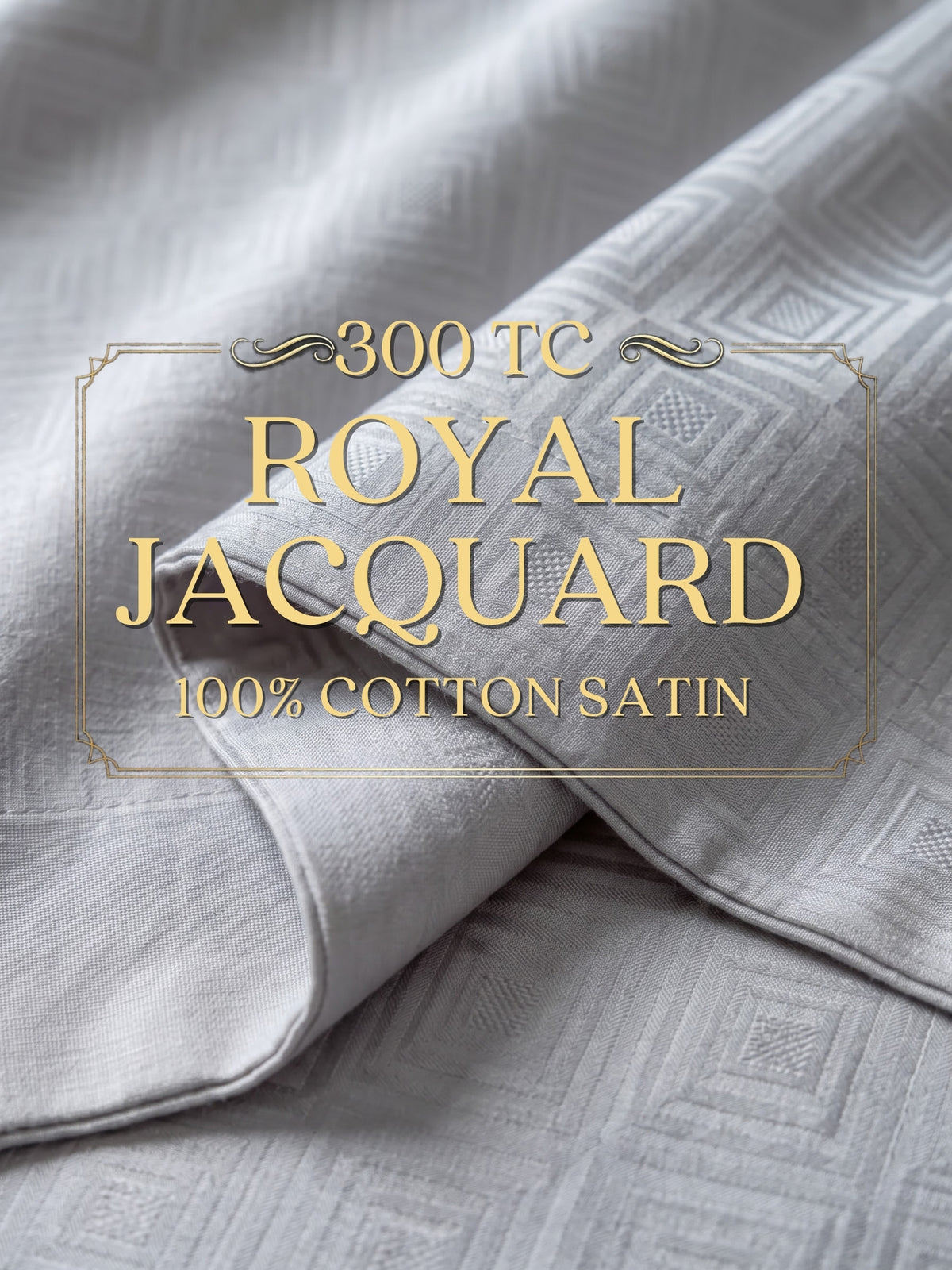 Signature 100% Cotton Luxury King Size Bedsheet | 300 TC Premium Jacquard Weave | 108 x 108 Inches|Grey