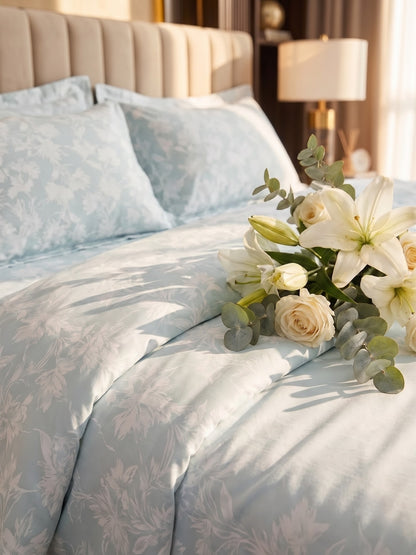 Royale Collection Reversible King Size Bedsheet | 100% Cotton 300 TC Two-Tone Jacquard Weave | 108 x 108 Inches|Light Pista