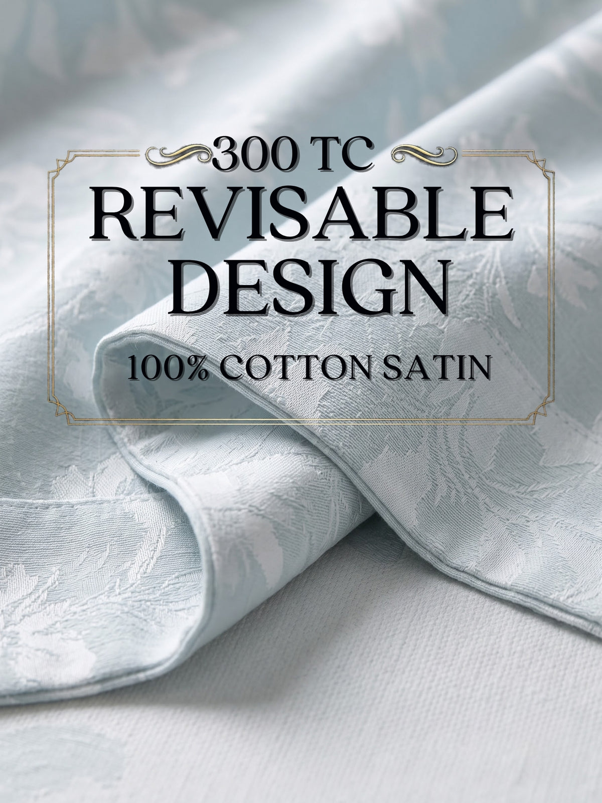 Royale Collection Reversible King Size Bedsheet | 100% Cotton 300 TC Two-Tone Jacquard Weave | 108 x 108 Inches|Light Pista