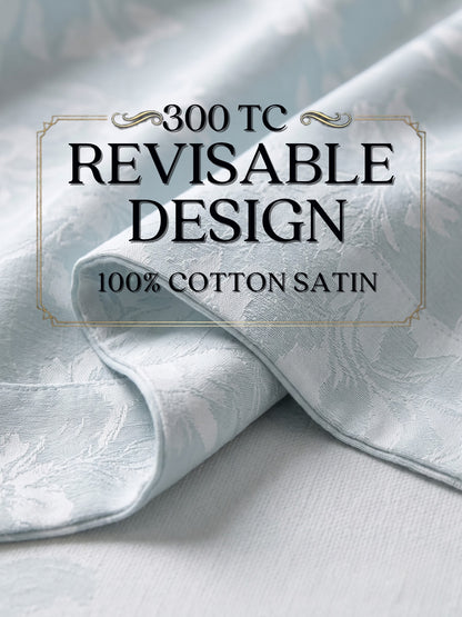 Royale Collection Reversible King Size Bedsheet | 100% Cotton 300 TC Two-Tone Jacquard Weave | 108 x 108 Inches|Light Pista