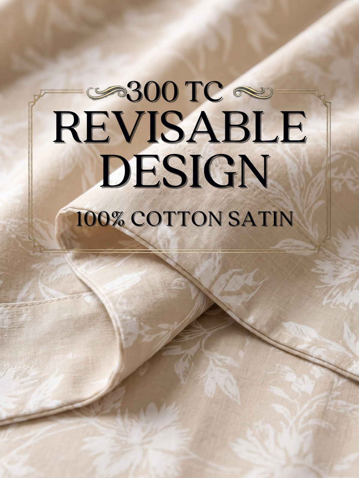 Royale Collection Reversible King Size Bedsheet | 100% Cotton 300 TC Two-Tone Jacquard Weave | 108 x 108 Inches|Beige