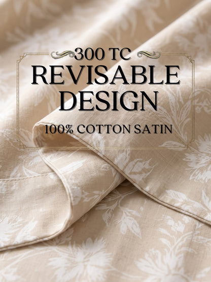 Royale Collection Reversible King Size Bedsheet | 100% Cotton 300 TC Two-Tone Jacquard Weave | 108 x 108 Inches|Beige