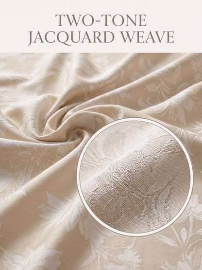 Royale Collection Reversible King Size Bedsheet | 100% Cotton 300 TC Two-Tone Jacquard Weave | 108 x 108 Inches|Beige