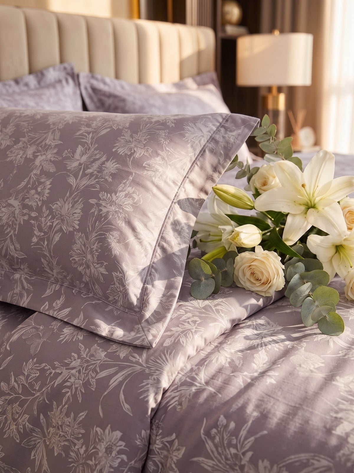 Royale Collection Reversible King Size Bedsheet | 100% Cotton 300 TC Two-Tone Jacquard Weave | 108 x 108 Inches|Tropical indigo