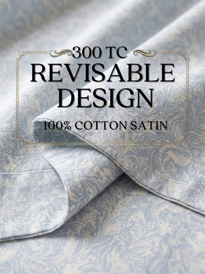 Royale Collection Reversible King Size Bedsheet | 100% Cotton 300 TC Two-Tone Jacquard Weave | 108 x 108 Inches| Teal Blue
