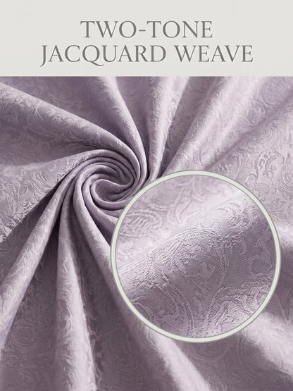 Royale Collection Reversible King Size Bedsheet | 100% Cotton 300 TC Two-Tone Jacquard Weave | 108 x 108 Inches|Floral Lavender