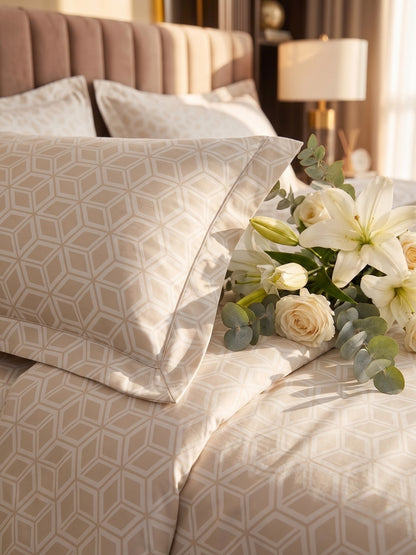 Royale Collection Reversible King Size Bedsheet | 100% Cotton 300 TC Two-Tone Jacquard Weave | 108 x 108 Inches| Cream