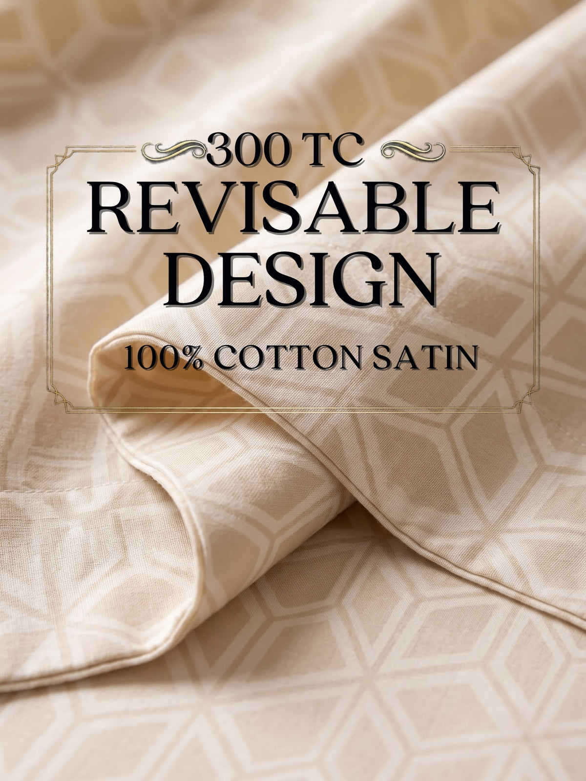 Royale Collection Reversible King Size Bedsheet | 100% Cotton 300 TC Two-Tone Jacquard Weave | 108 x 108 Inches| Cream