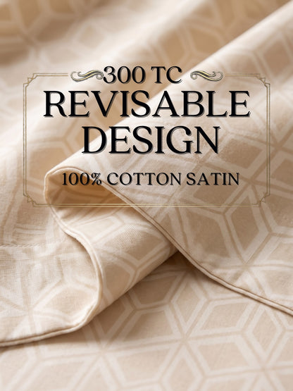 Royale Collection Reversible King Size Bedsheet | 100% Cotton 300 TC Two-Tone Jacquard Weave | 108 x 108 Inches| Cream