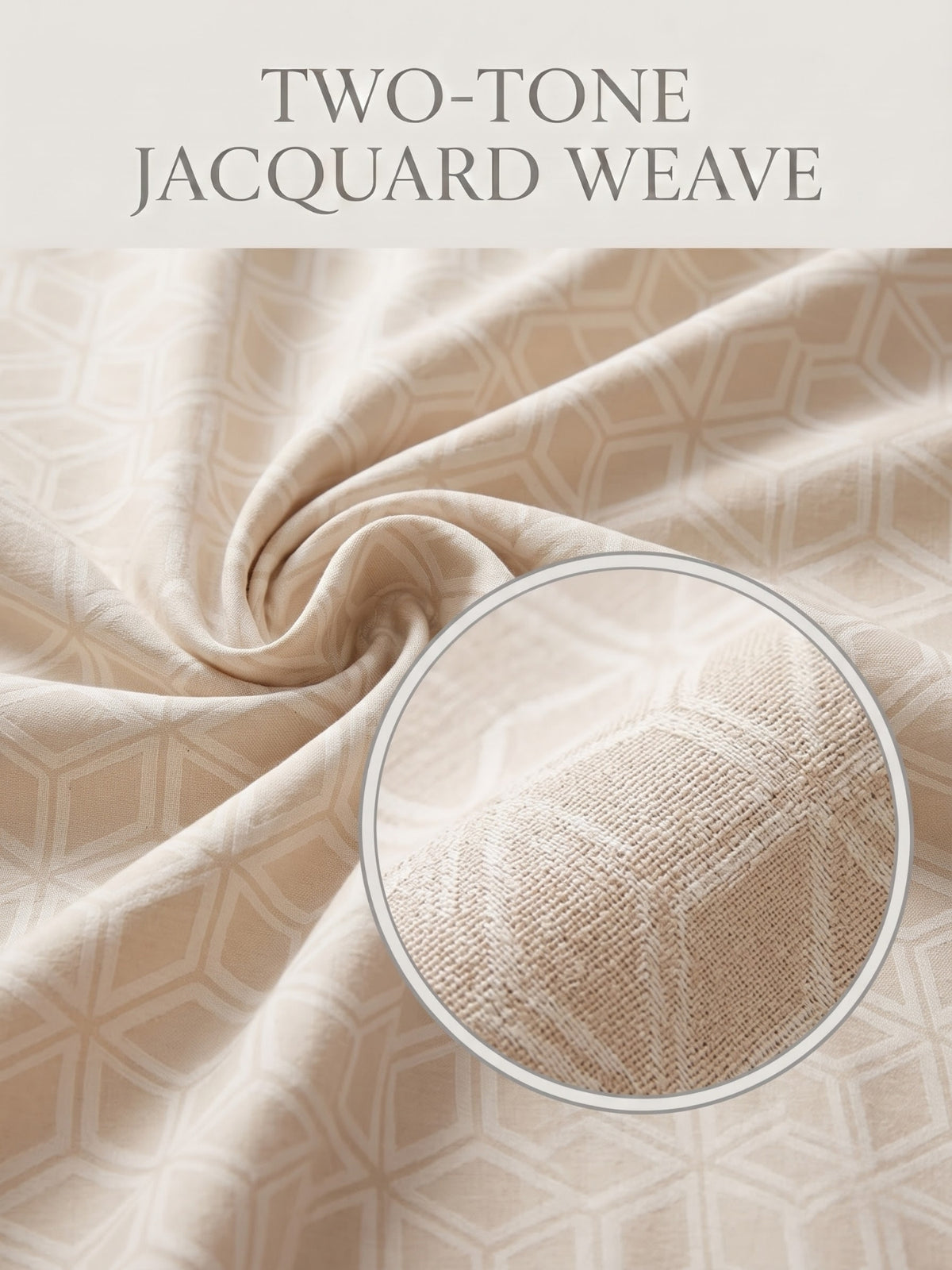 Royale Collection Reversible King Size Bedsheet | 100% Cotton 300 TC Two-Tone Jacquard Weave | 108 x 108 Inches| Cream