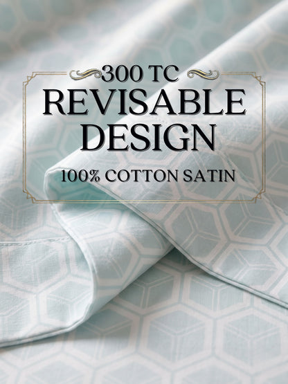 Royale Collection Reversible King Size Bedsheet | 100% Cotton 300 TC Two-Tone Jacquard Weave | 108 x 108 Inches| Light Teal