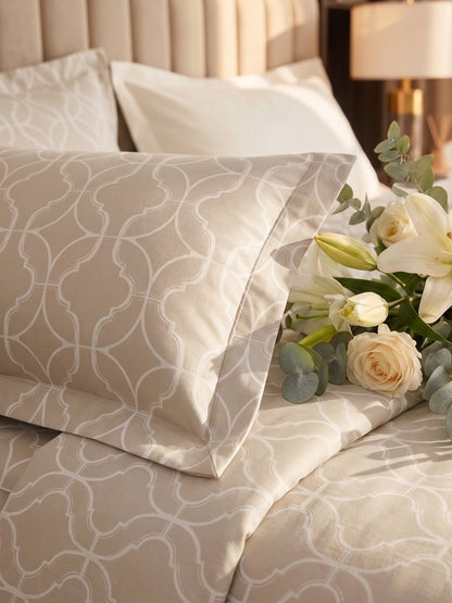 Royale Collection Reversible King Size Bedsheet | 100% Cotton 300 TC Two-Tone Jacquard Weave | 108 x 108 Inches|Creamy Beige