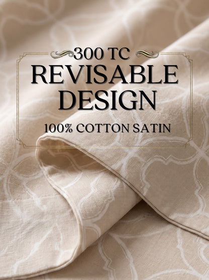Royale Collection Reversible King Size Bedsheet | 100% Cotton 300 TC Two-Tone Jacquard Weave | 108 x 108 Inches|Creamy Beige
