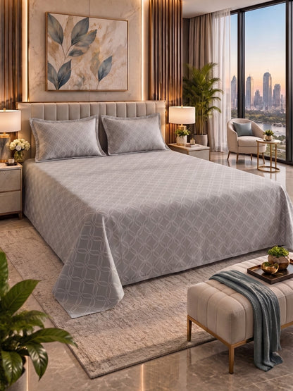 Royale Collection Reversible King Size Bedsheet | 100% Cotton 300 TC Two-Tone Jacquard Weave | 108 x 108 Inches| Brown