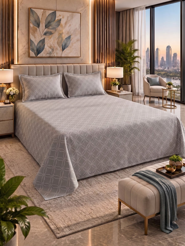 Royale Collection Reversible King Size Bedsheet | 100% Cotton 300 TC Two-Tone Jacquard Weave | 108 x 108 Inches| Brown