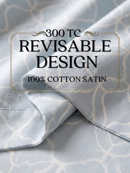 Royale Collection Reversible King Size Bedsheet | 100% Cotton 300 TC Two-Tone Jacquard Weave | 108 x 108 Inches|Teal Green