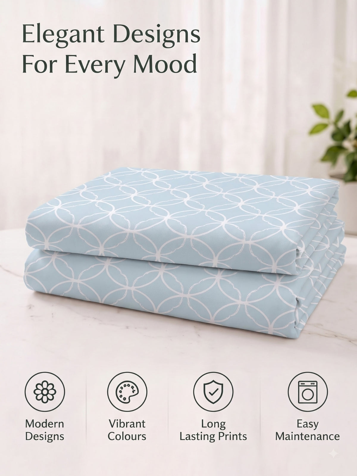 Premium 100% Cotton Satin King Size Bedsheet – 210 TC, 108 x 108 Inch| Sky Blue & White