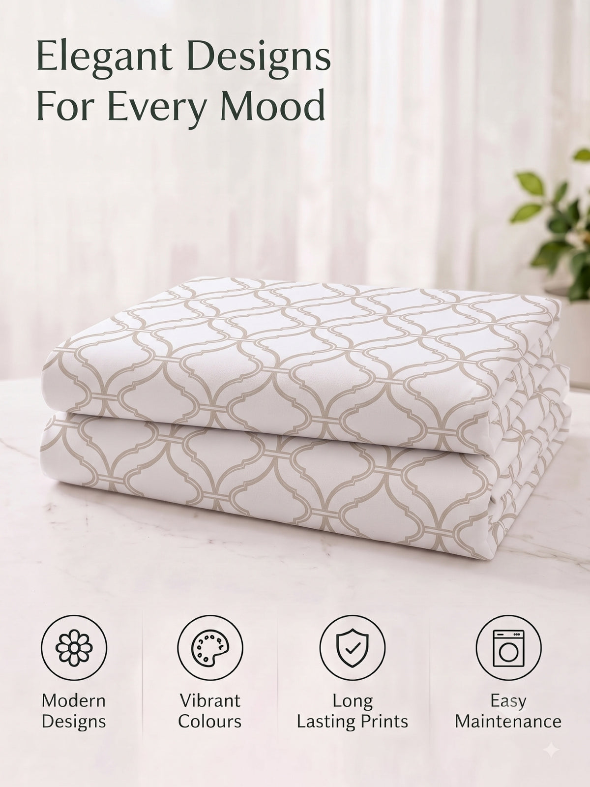 Premium 100% Cotton Satin King Size Bedsheet – 210 TC, 108 x 108 Inch| White & Beige